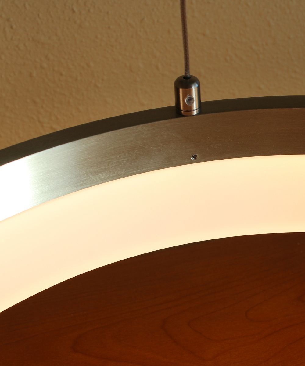 Edge-Lit 16"W 1-Light Round LED Ribbon Chandelier Light Fixture Brushed Nickel Finish