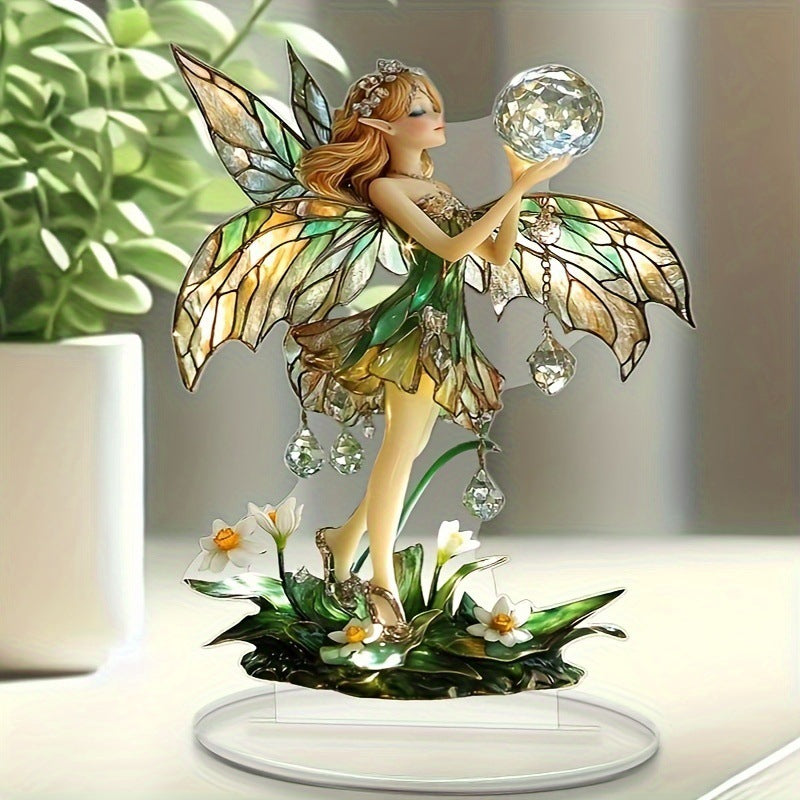 White Crystal Fairy Acrylic Craft Decorative Desktop Decoration Birthday Gift Party Ornament