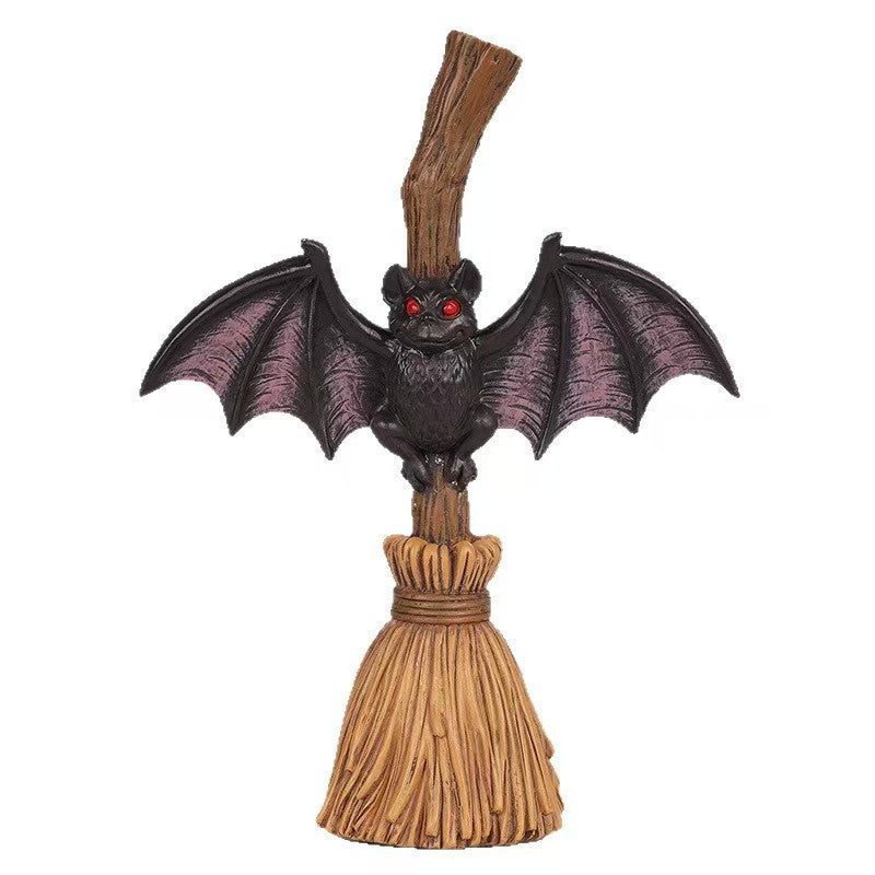 Halloween Broom Bat Decoration Outdoor Ghost Bat Garden Yard Atmosphere Decor