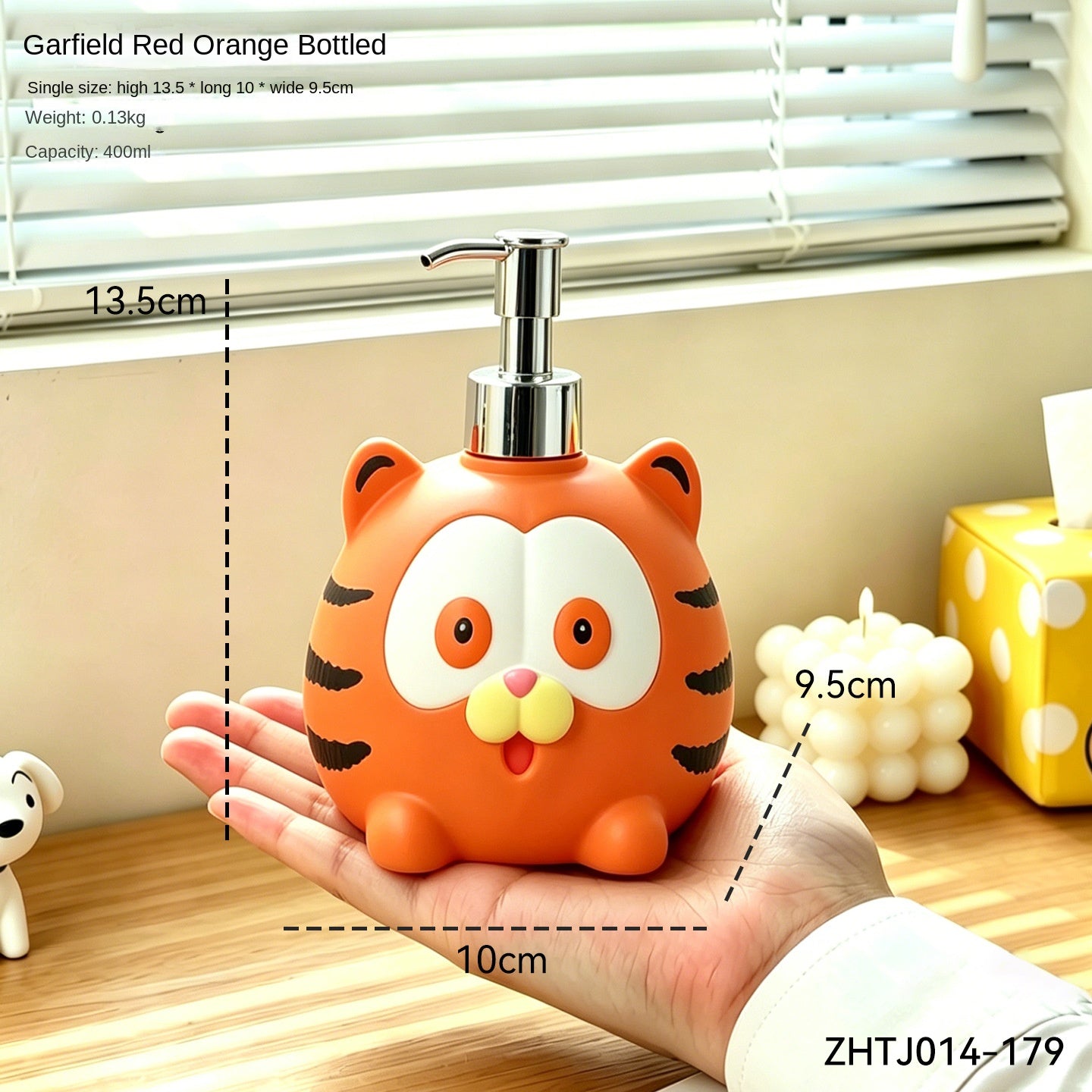 Cute Garfield Cat Pump Bottle for Liquid Soap, Hand Soap Dispenser, Bathroom &amp; Kitchen Cleaner Refill Bottle