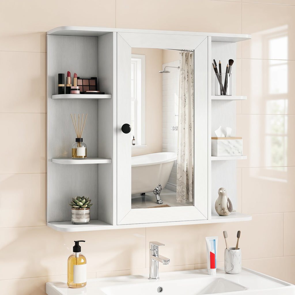 Wall Mounted Bathroom Medicine Cabinet with Mirror - Gray