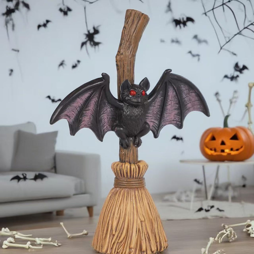 Halloween Broom Bat Decoration Outdoor Ghost Bat Garden Yard Atmosphere Decor