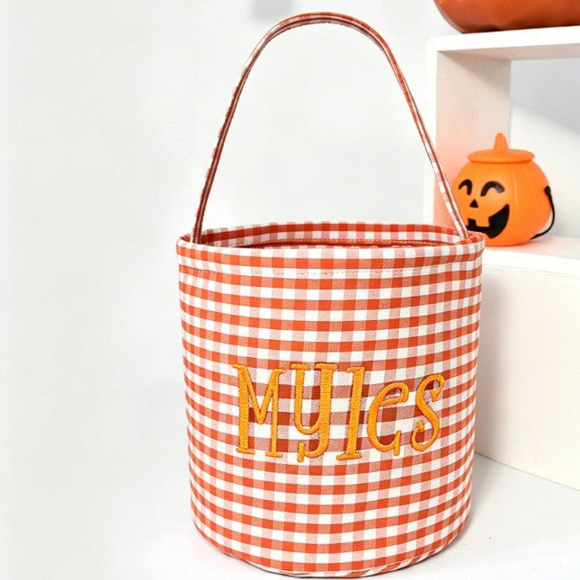 Easter Decoration Storage Basket with Checkered Design, Festival Party Atmosphere Tote Bucket