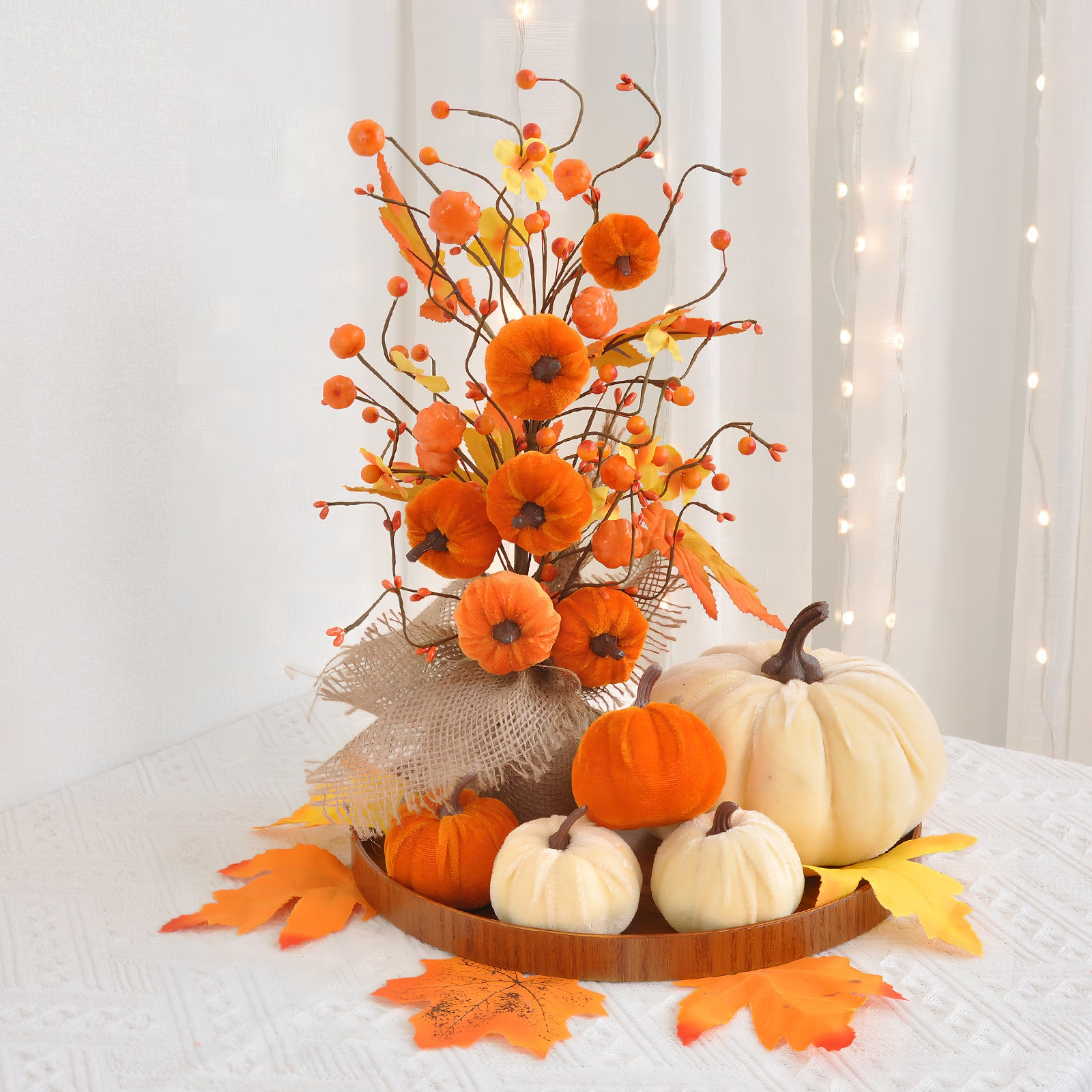 Halloween Decorations Autumn Maple Leaf Pumpkin Thanksgiving Decorative Tree Home Party Garden Ornament