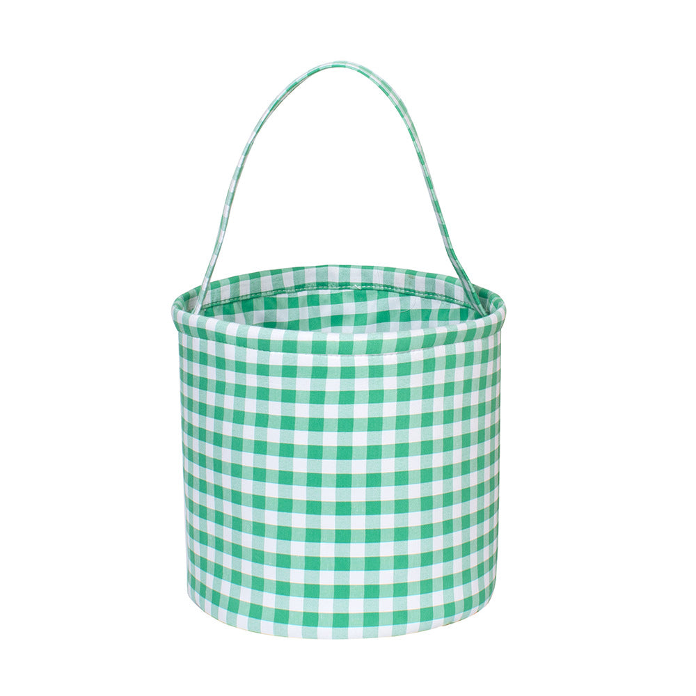 Easter Decoration Storage Basket with Checkered Design, Festival Party Atmosphere Tote Bucket