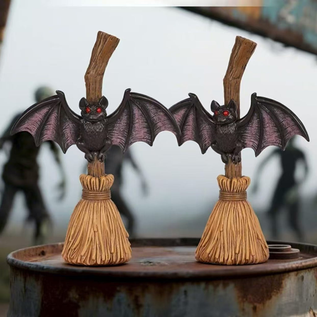 Halloween Broom Bat Decoration Outdoor Ghost Bat Garden Yard Atmosphere Decor