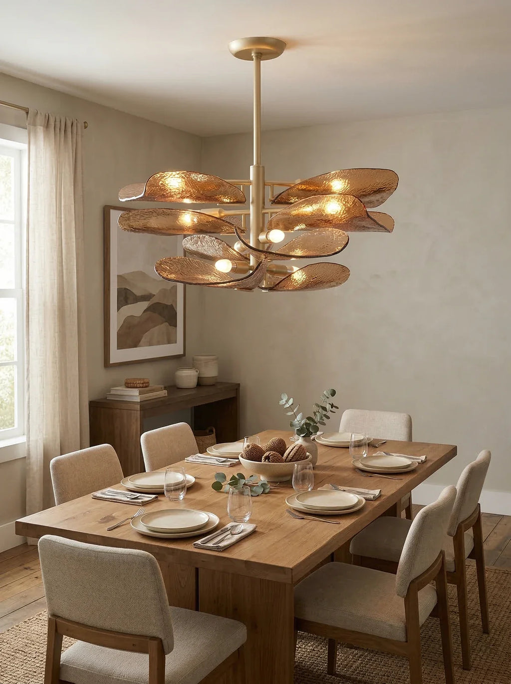 Cloud-Shaped Layered Amber Chandelier