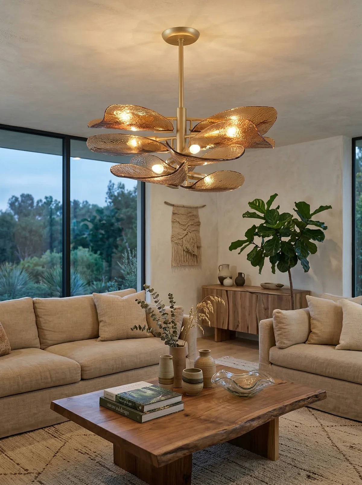 Cloud-Shaped Layered Amber Chandelier