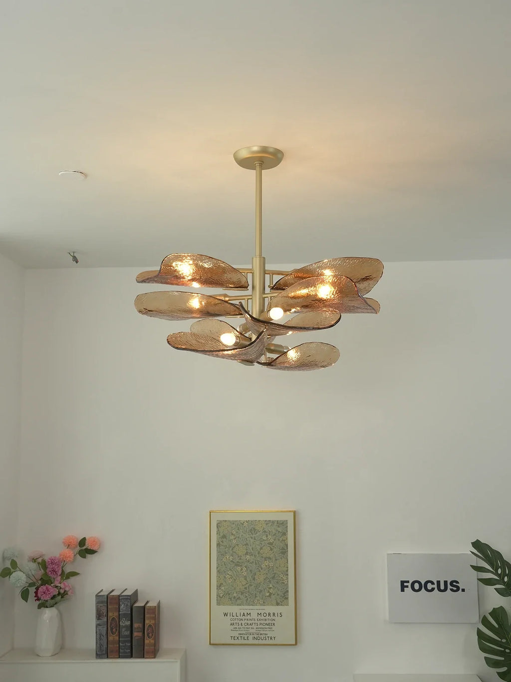Cloud-Shaped Layered Amber Chandelier