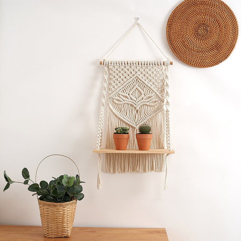 Nordic style hand woven tapestry shelf, bedroom, living room, home, hotel, homestay decoration, wall decoration