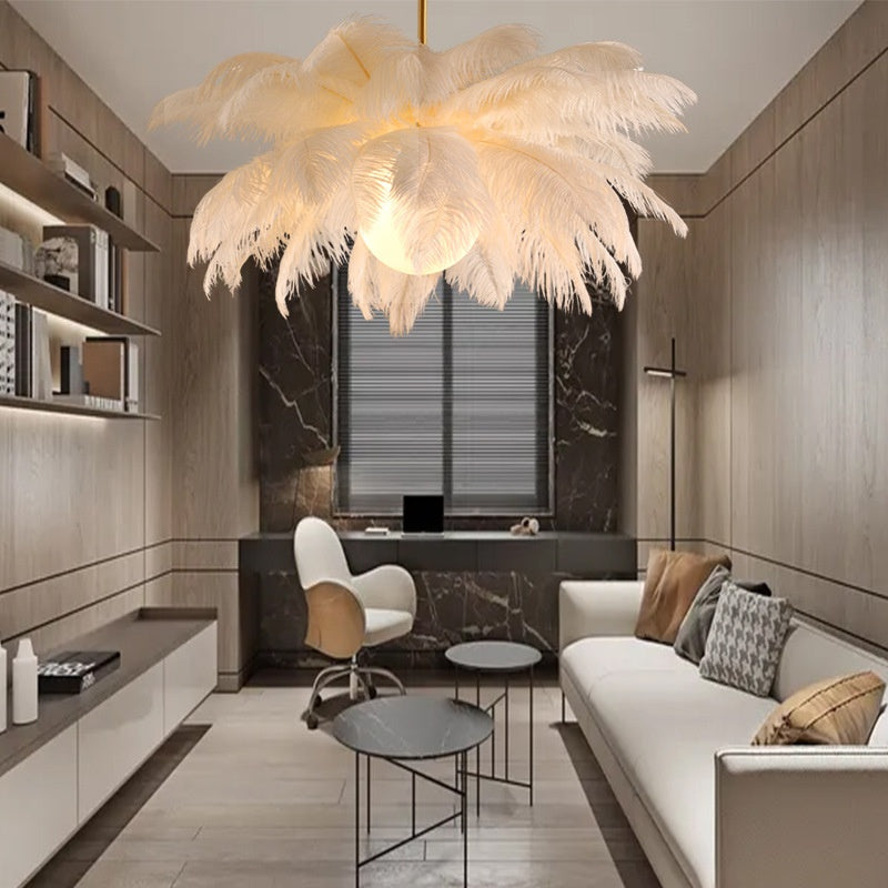 Feather pendant lamp for bedroom lighting