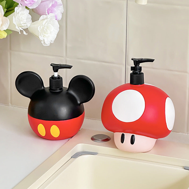 Cartoon Mario Mushroom Liquid Dispenser Bottle for Shampoo, Mickey Mouse Soap and Shower Gel Bottle with High Aesthetic Design