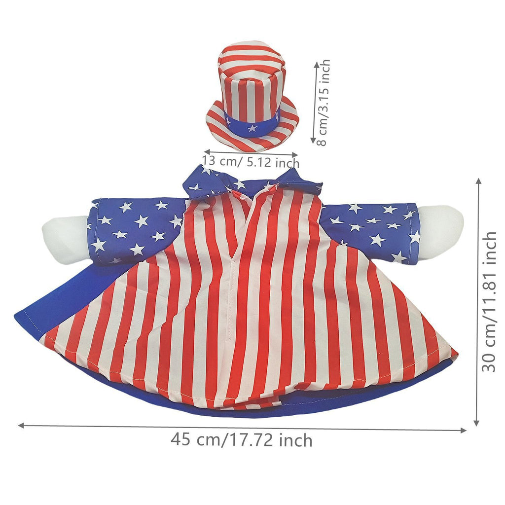PorchGooseCostume  Independence Day Flag Porch Goose Yard Decoration Goose Figurine Costume