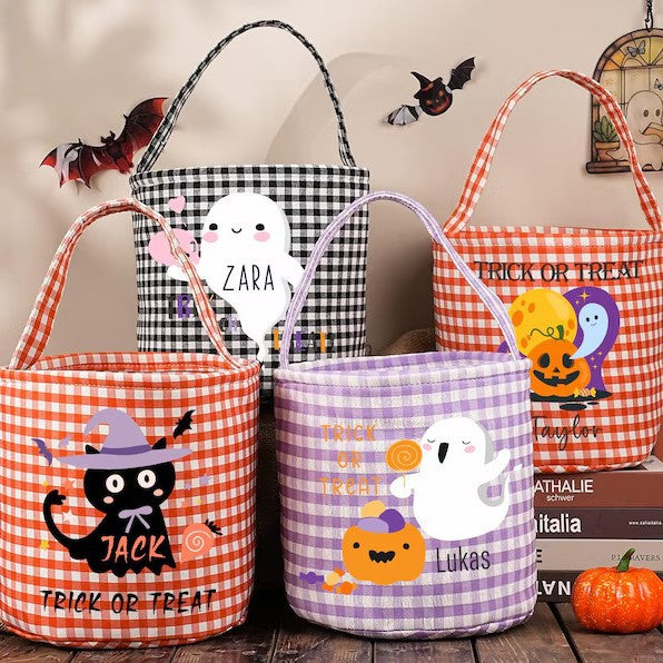 Easter Decoration Storage Basket with Checkered Design, Festival Party Atmosphere Tote Bucket