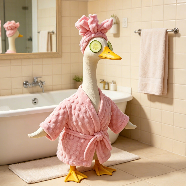Porch Goose Costume Holiday Robe Outdoor Funny Goose Decoration Costume Prop Set