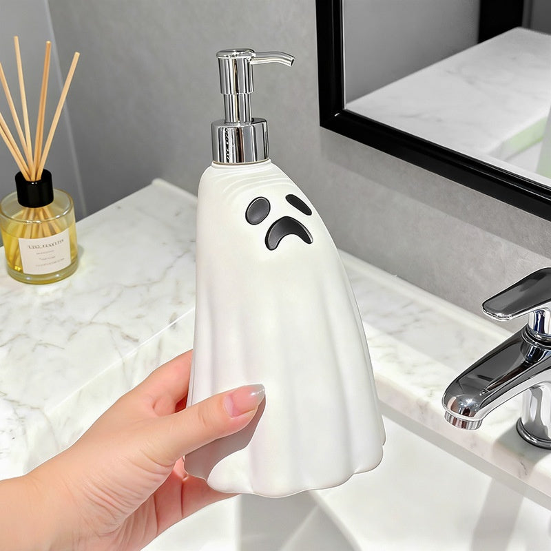 Halloween Ghost Soap Dispenser Bottle, Pump Lotion Bottle for Bathroom, Shower Gel and Shampoo Refill Empty Bottle