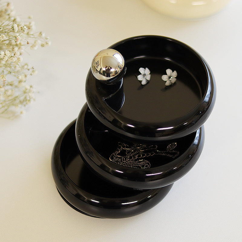 Fresh Style Metal Handle Jewelry Storage Box Multi Layered Rotable Bedroom Cloakroom Jewelry Cosmetics Box
