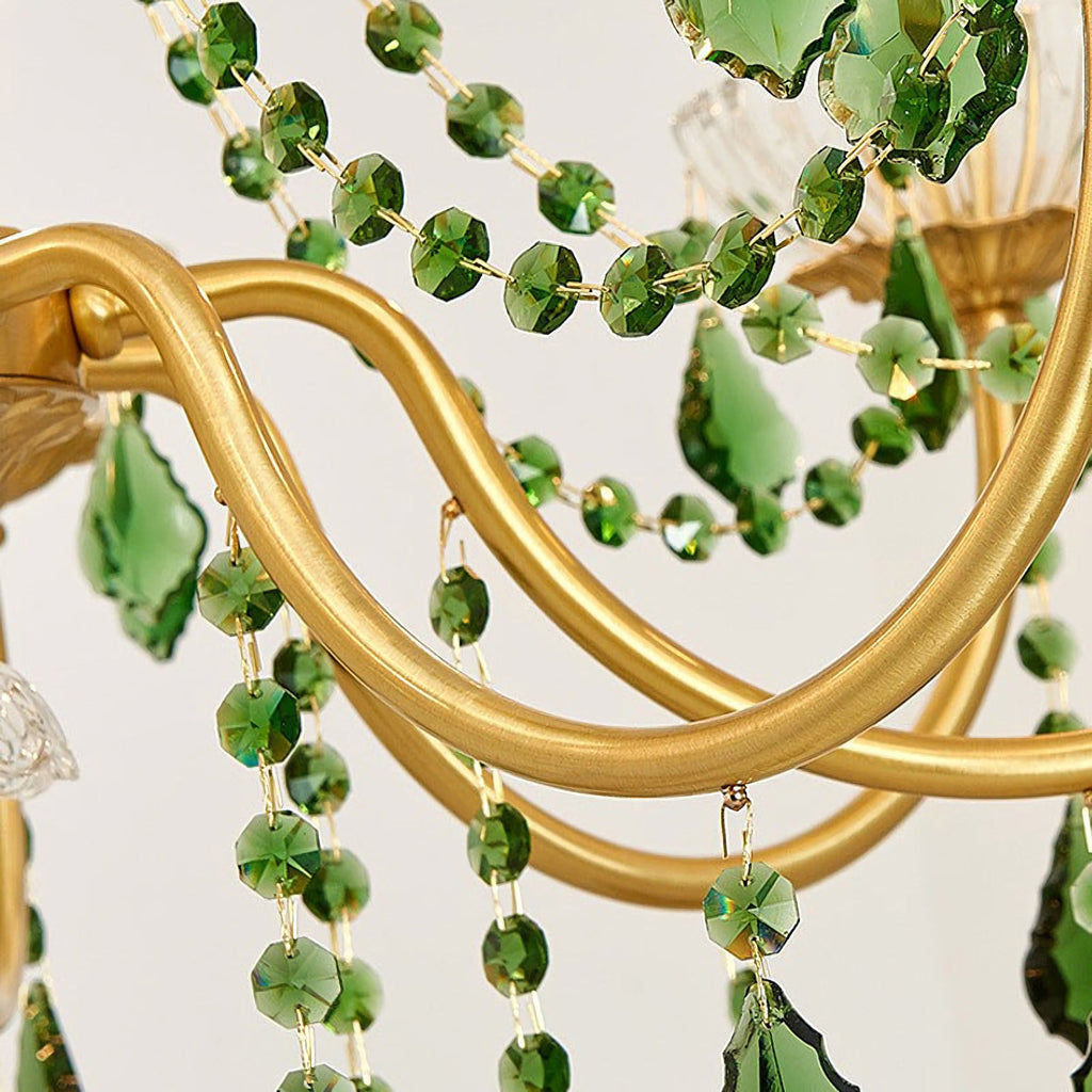 French Retro Green Crystal Chandelier