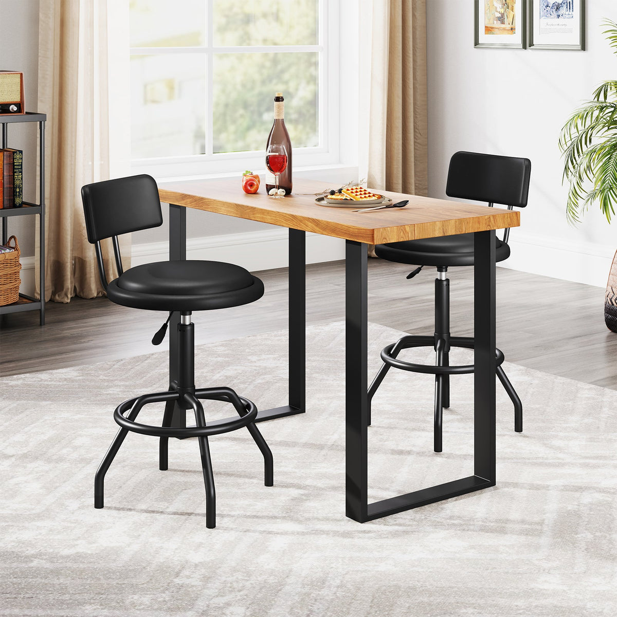 360° Swivel Counter Height Bar Stool with Padded Seat