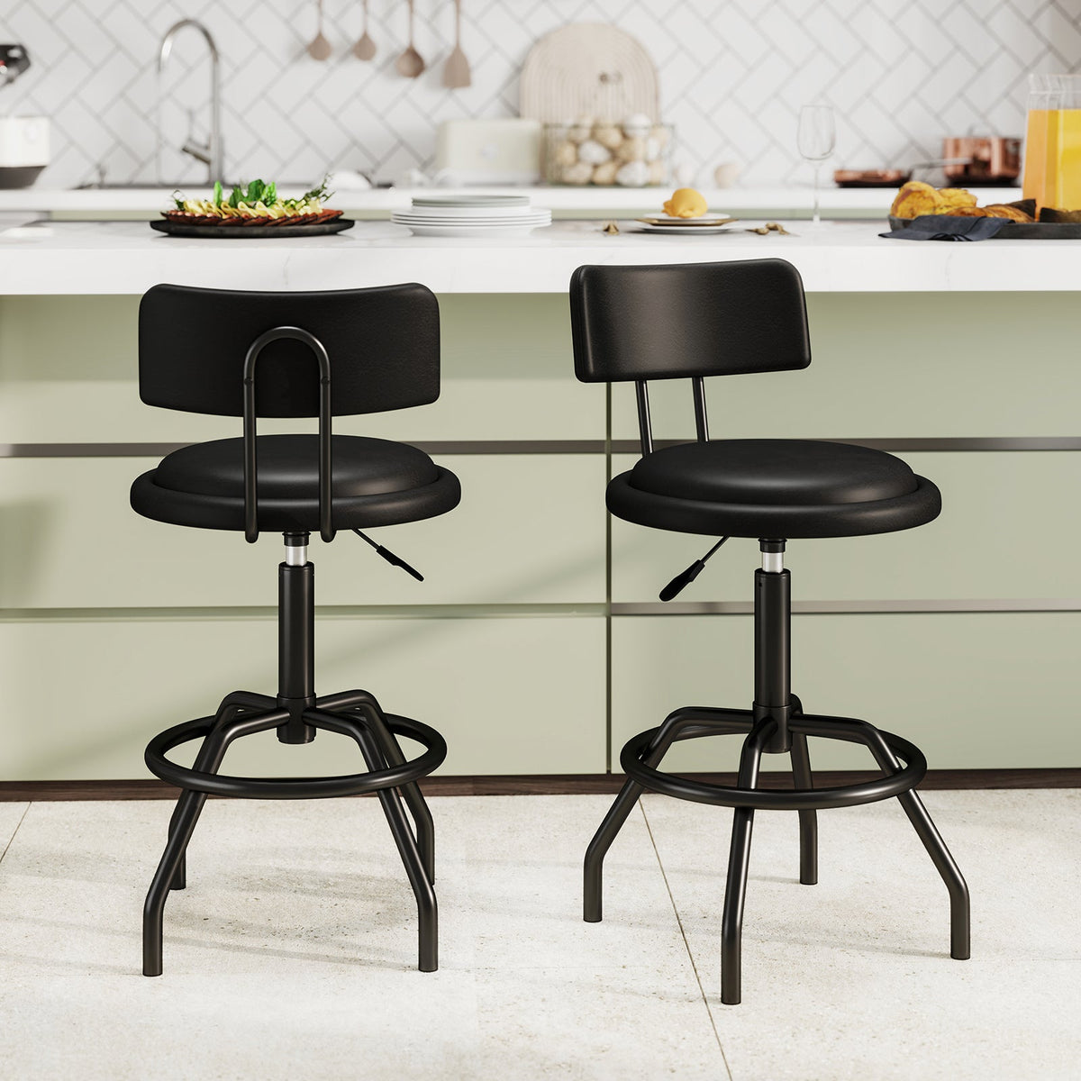 360° Swivel Counter Height Bar Stool with Padded Seat
