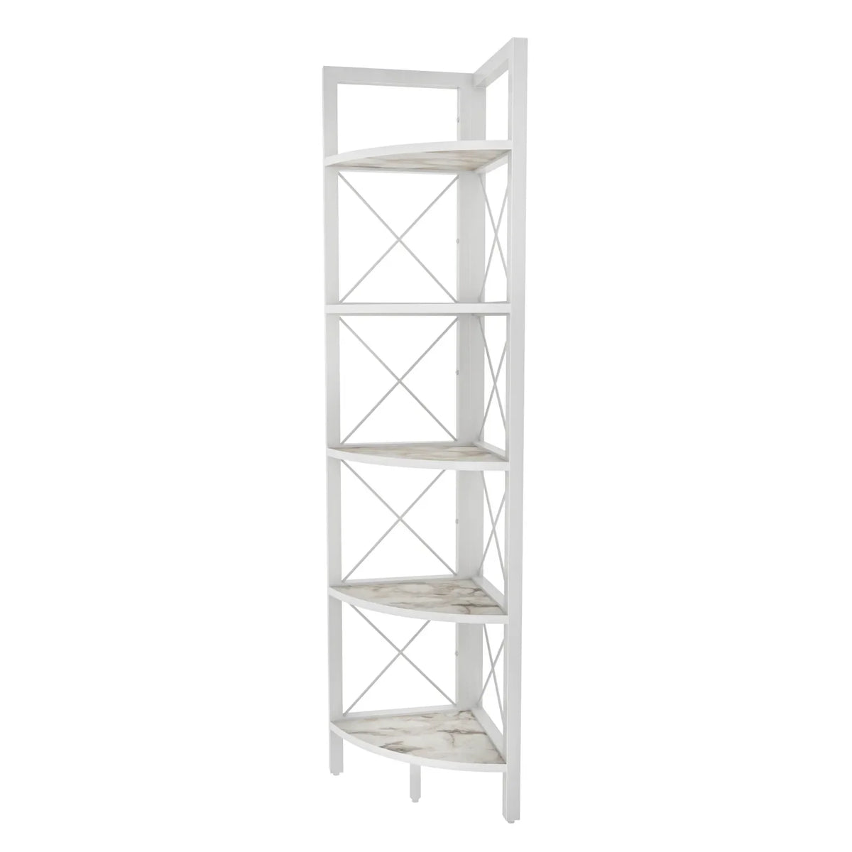Remo 63 inch Tall Industrial Corner Bookcase with Metal Frame