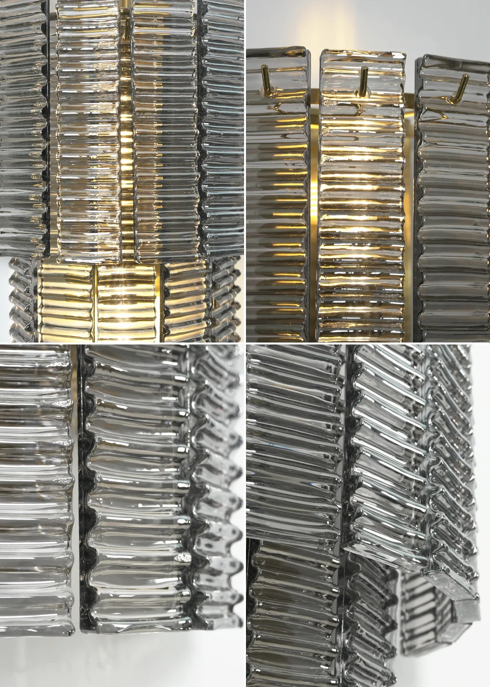 Ribbed Smoky Gray Glass Layered Wall Lamp