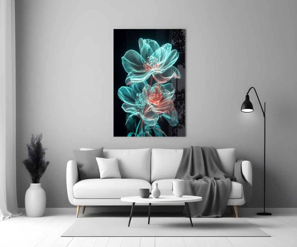 Flowers Blooming in the Light Glass Wall Art || Designer Collection