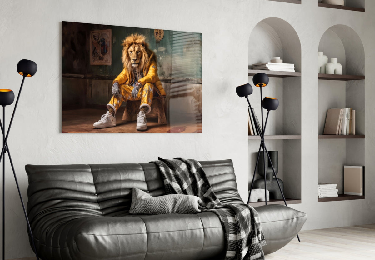 Yellow Jacket King Glass Wall Art || Designer Collection