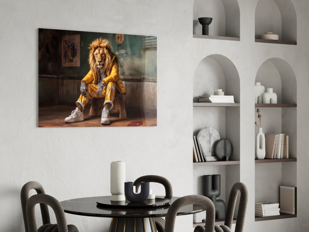 Yellow Jacket King Glass Wall Art || Designer Collection