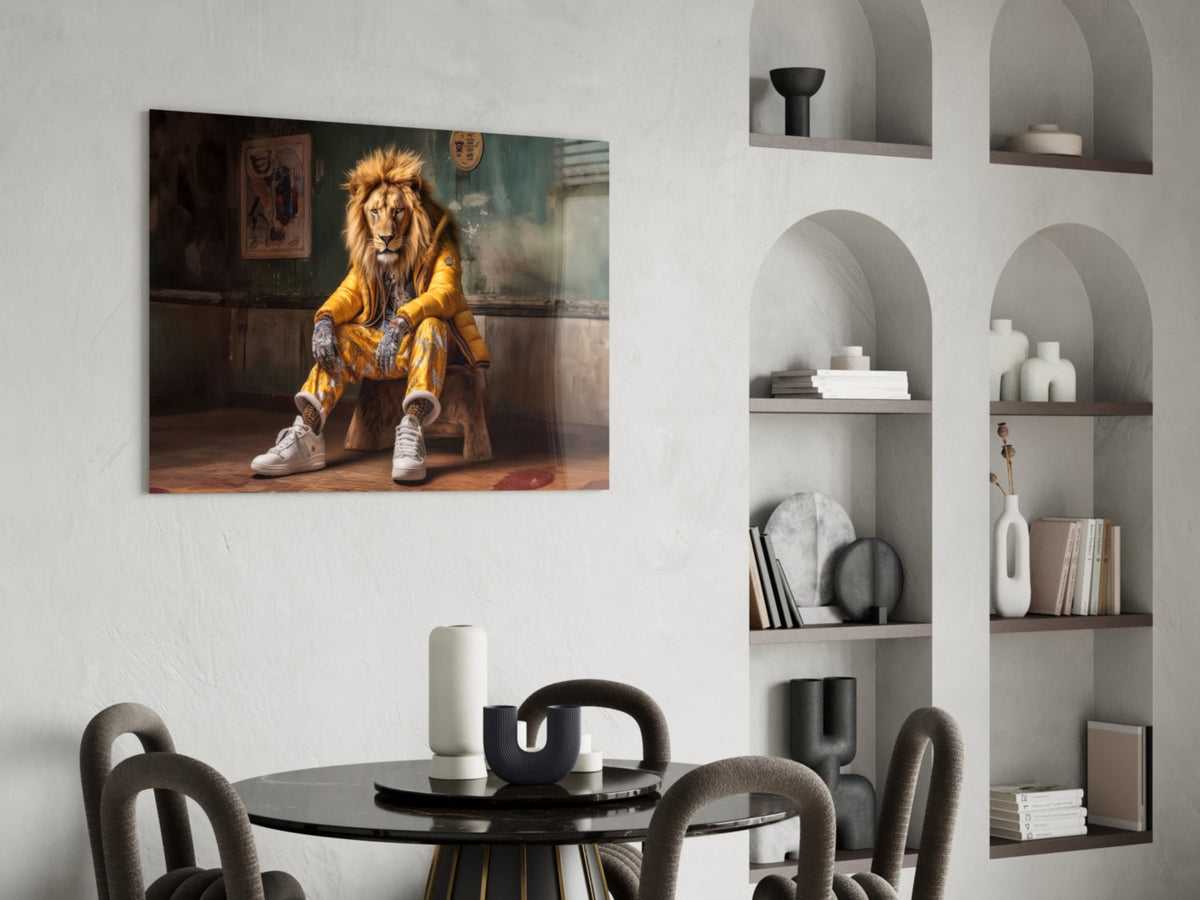Yellow Jacket King Glass Wall Art || Designer Collection