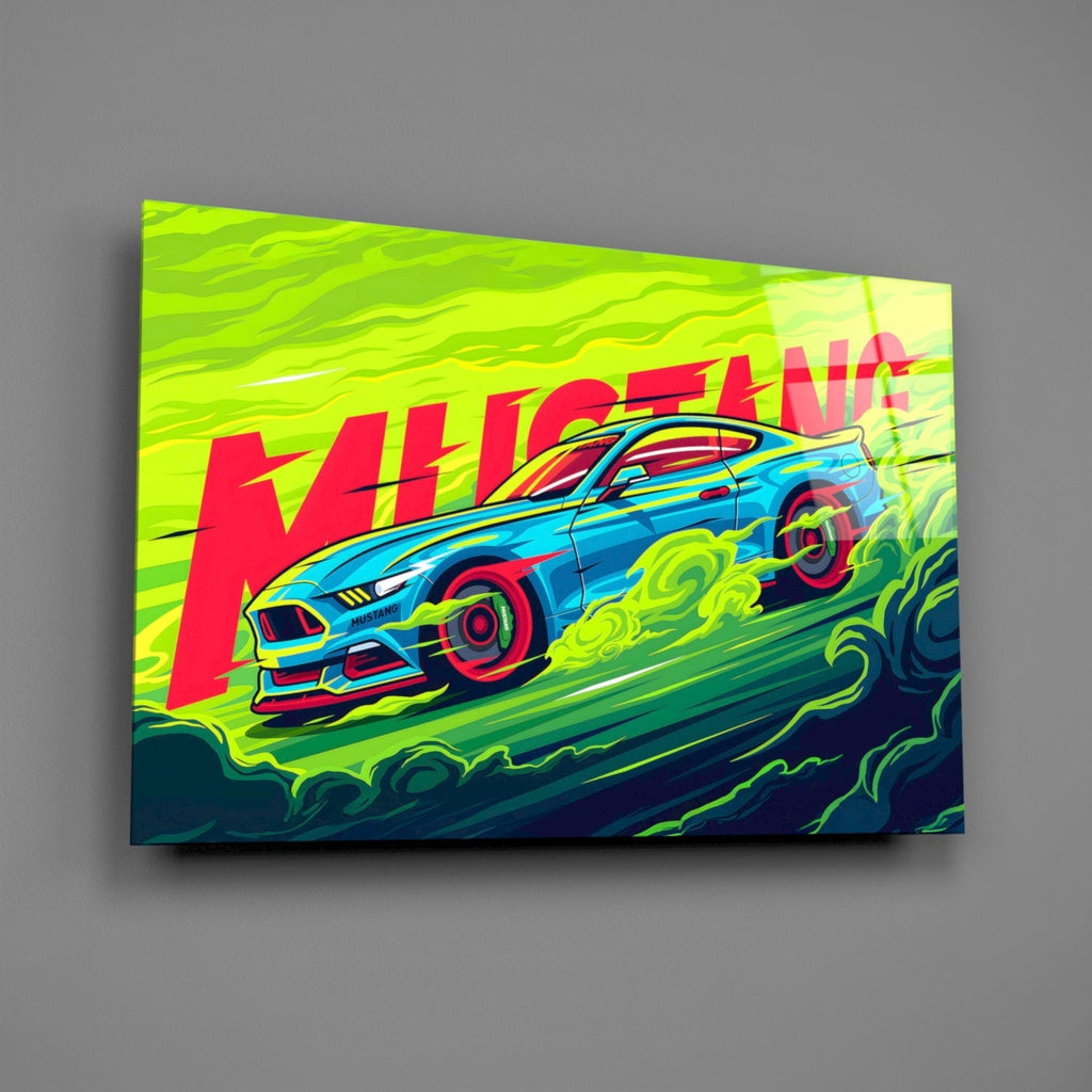 Roaring Mustang Glass Wall Art || Designer Collection