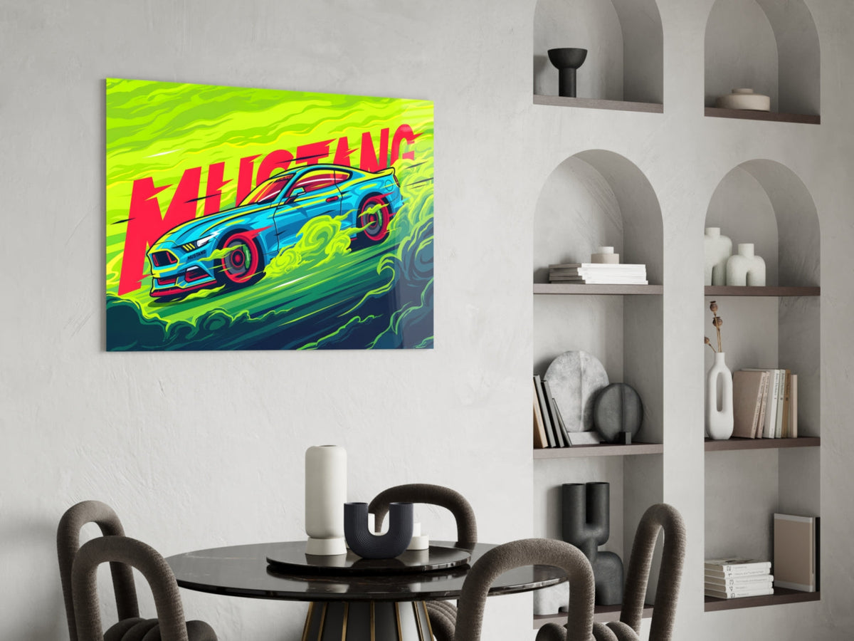 Roaring Mustang Glass Wall Art || Designer Collection