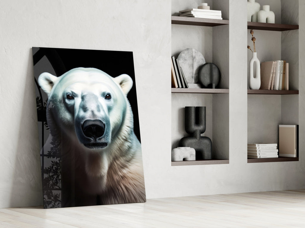 Polar Bear's Gaze Glass Wall Art || Designer Collection