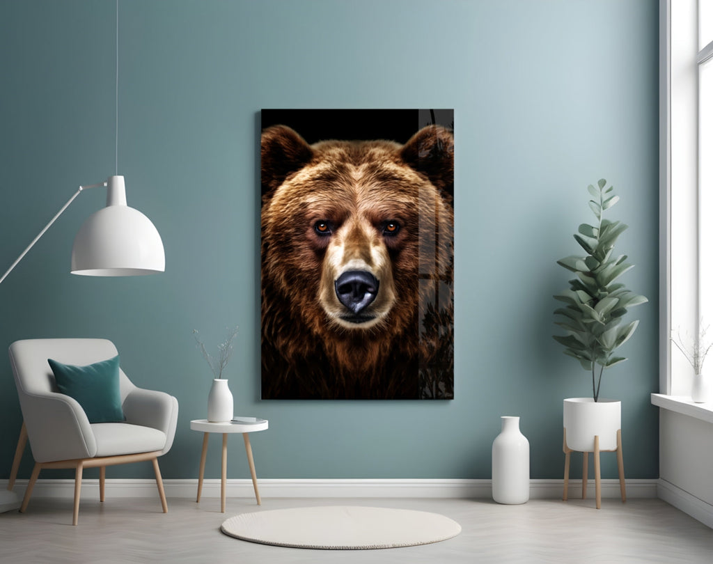 Bear, the Wise Man of the Forest Glass Wall Art || Designer Collection