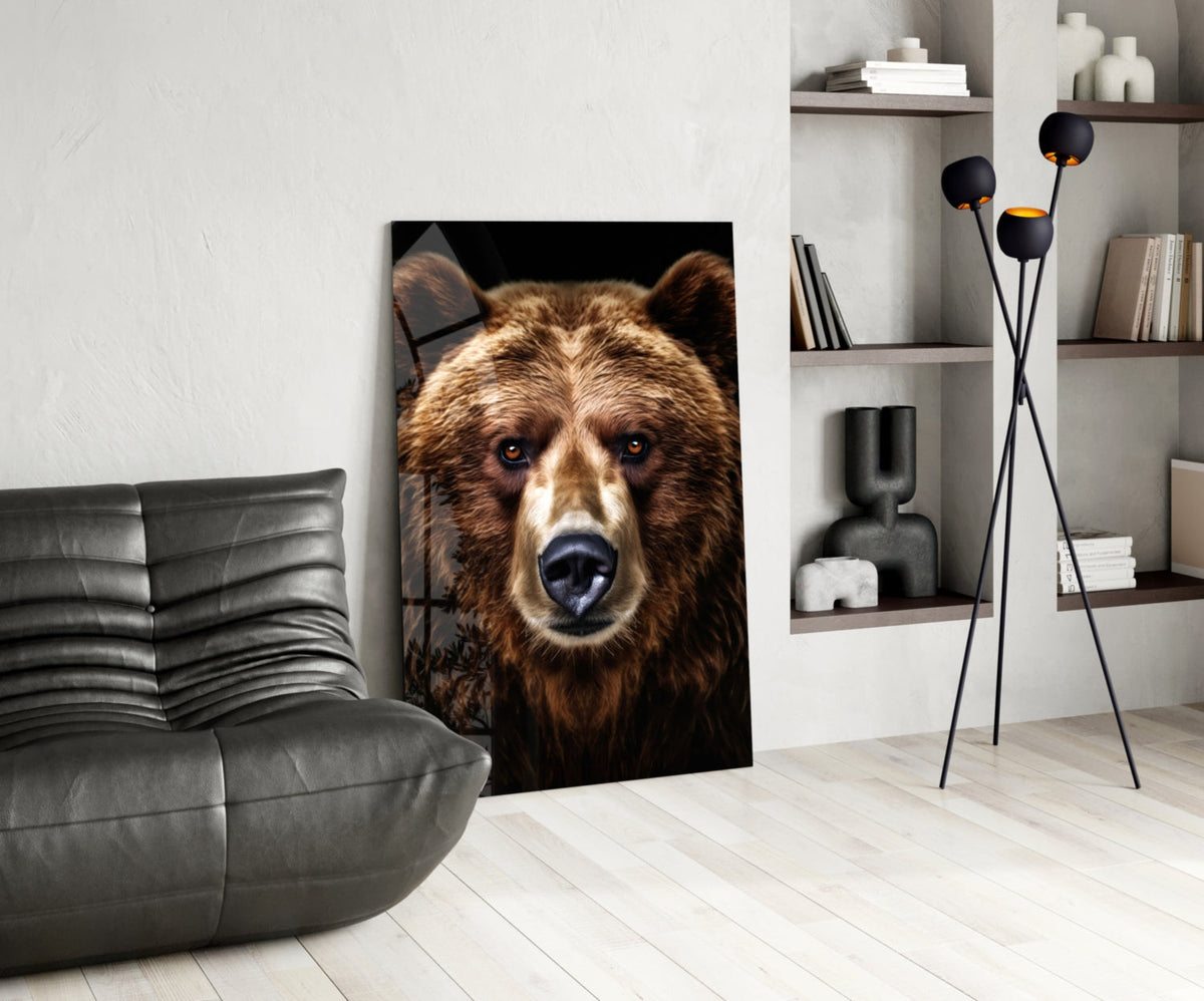Bear, the Wise Man of the Forest Glass Wall Art || Designer Collection