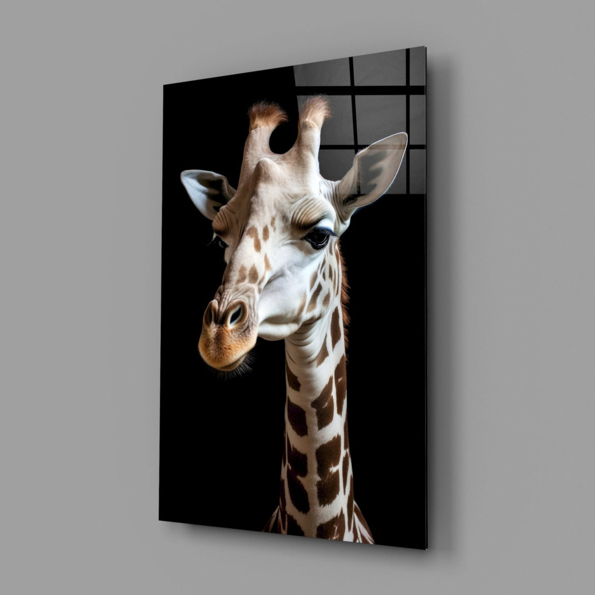 Light Colored Giraffe Portrait Glass Wall Art || Designer Collection