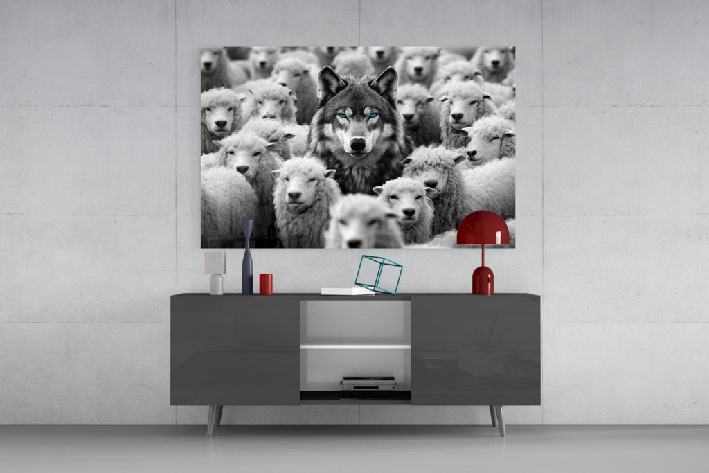 Wolf in Sheep's Clothing Glass Wall Art || Designer Collection