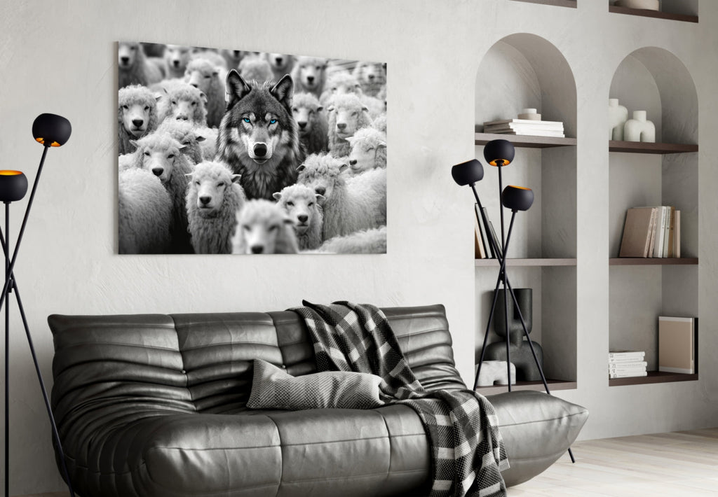 Wolf in Sheep's Clothing Glass Wall Art || Designer Collection