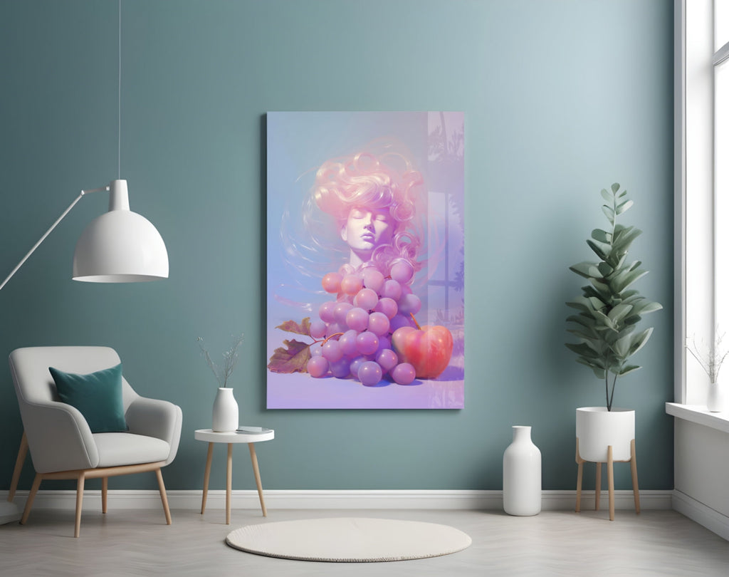 Grape Goddess Glass Wall Art || Designer Collection