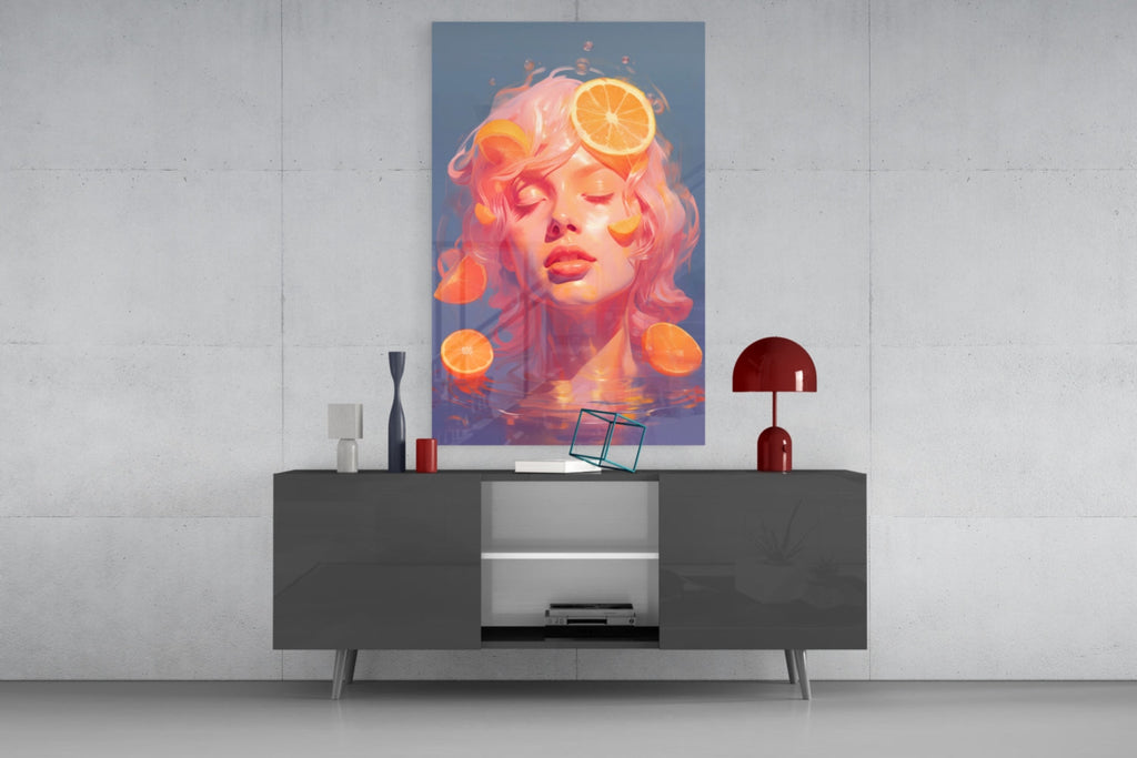 Orange Bubbles Glass Wall Art || Designer Collection