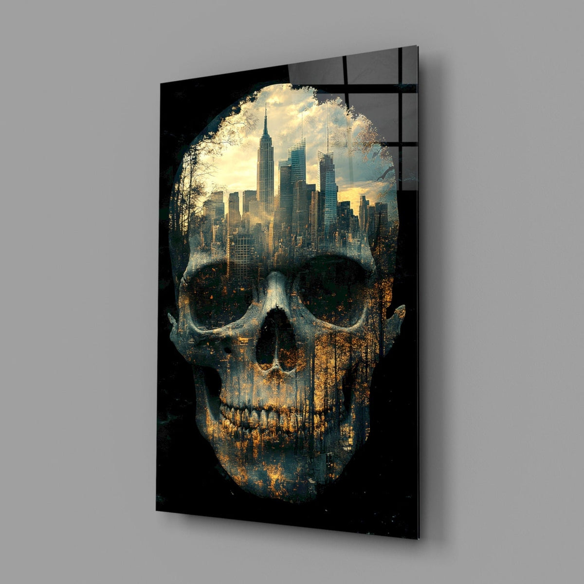 City Skull Glass Wall Art || Designer Collection