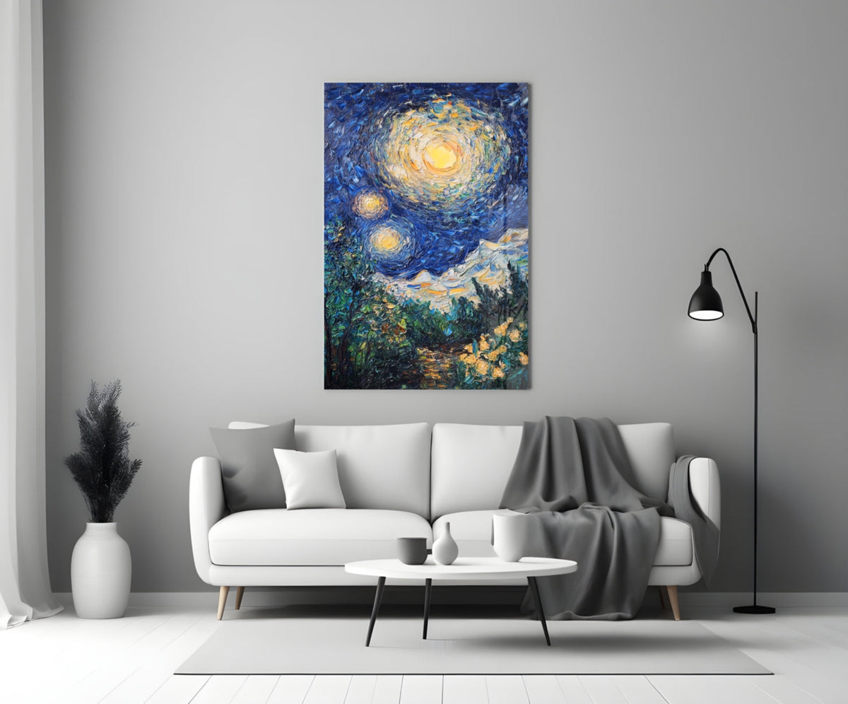 Starry Night Review Glass Wall Art || Designer Collection