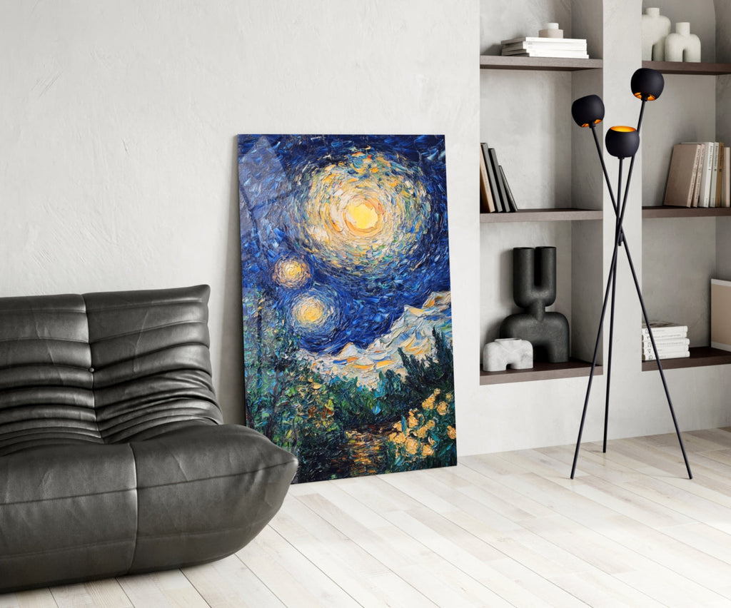 Starry Night Review Glass Wall Art || Designer Collection