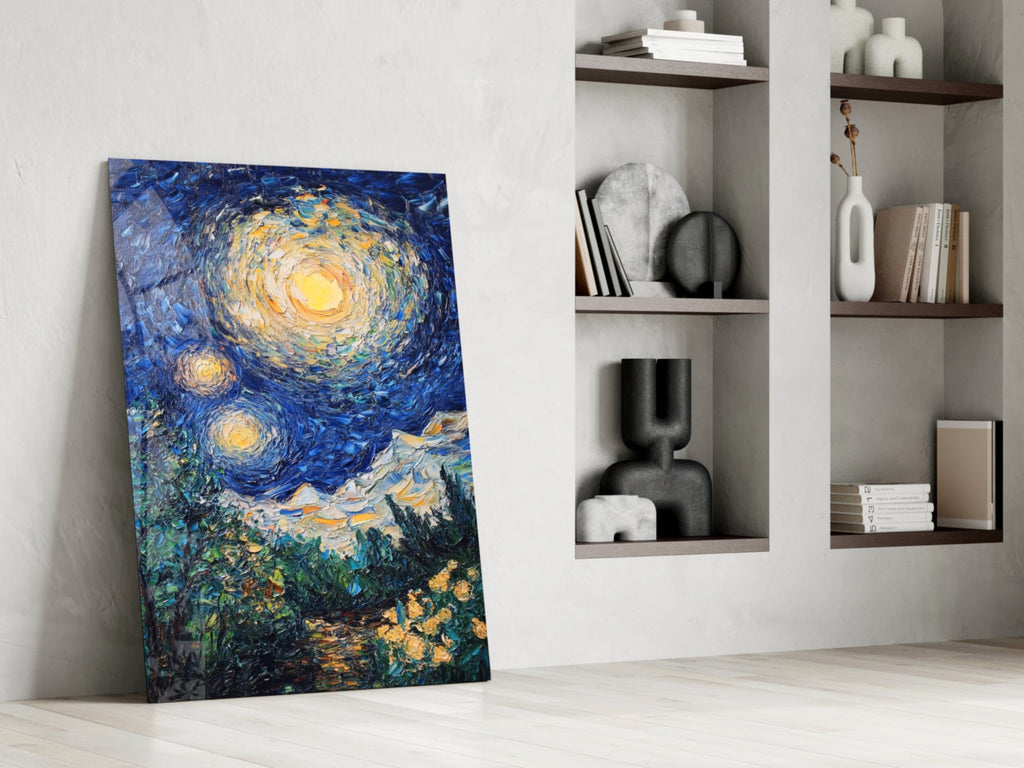 Starry Night Review Glass Wall Art || Designer Collection
