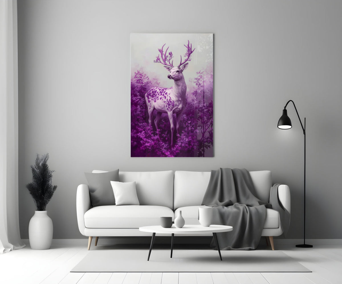 Purple Deer Glass Wall Art || Designer Collection