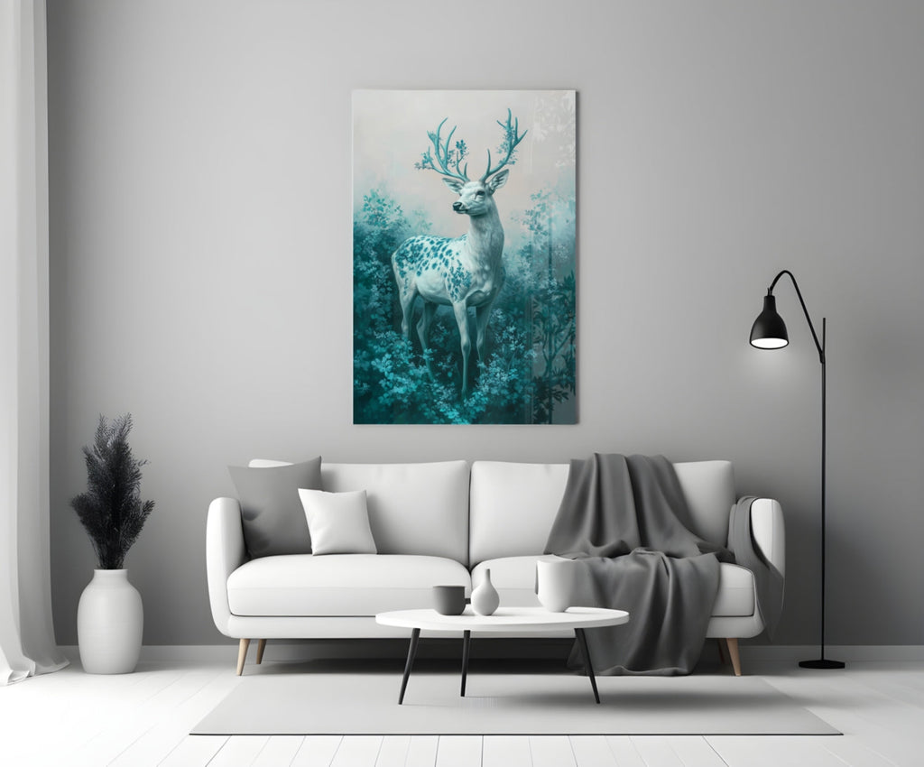 Mint Deer Glass Wall Art || Designer Collection