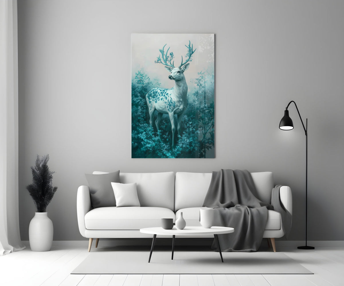 Mint Deer Glass Wall Art || Designer Collection