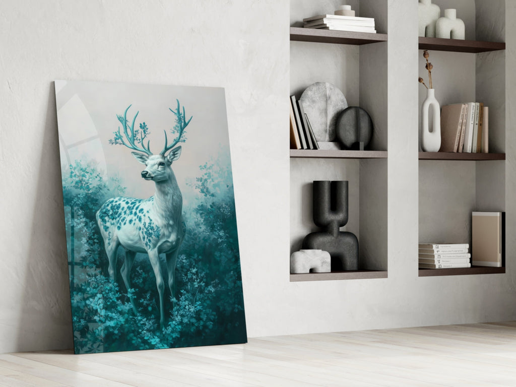 Mint Deer Glass Wall Art || Designer Collection