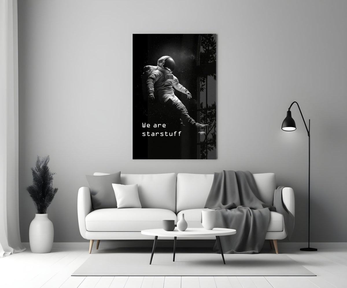 Starstuff Quote Floating Astronaut Glass Wall Art