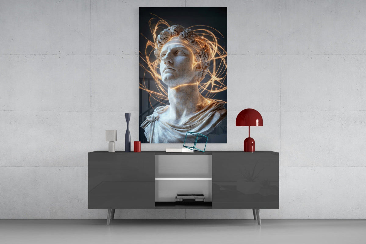 The Shining Mind of Aurelius Glass Wall Art || Designer Collection